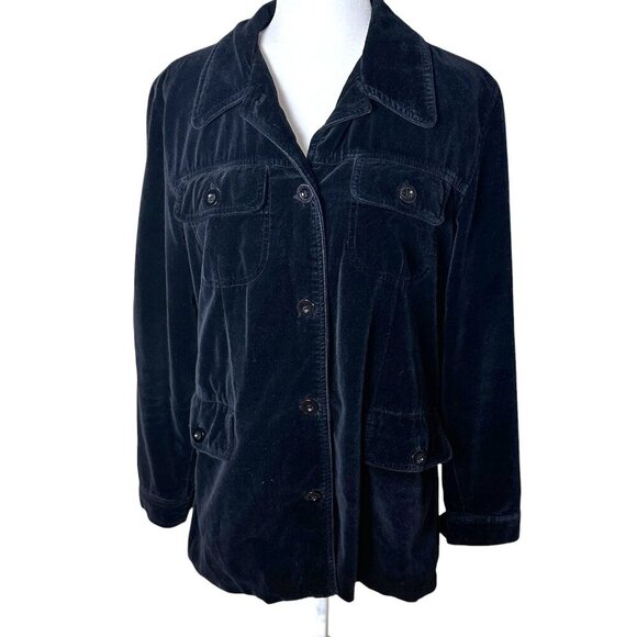 OLD NAVY Black Velvet Velour Shacket Blazer Jacket Size Large - Picture 1 of 12